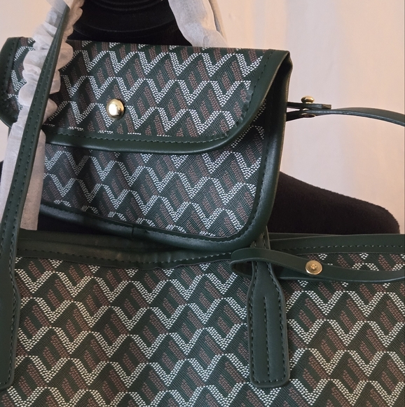 Green Geometric Printed Patterned Tote Bag - Picture 2 of 8